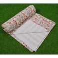 thumbnail image 2 of Yuvancrafts Indian Handmade Kantha Quilt Hand Block Orange Floral Print Twin And Queen Size Kantha Throw Quilt Blanket Cotton Bedsoread, 2 of 3