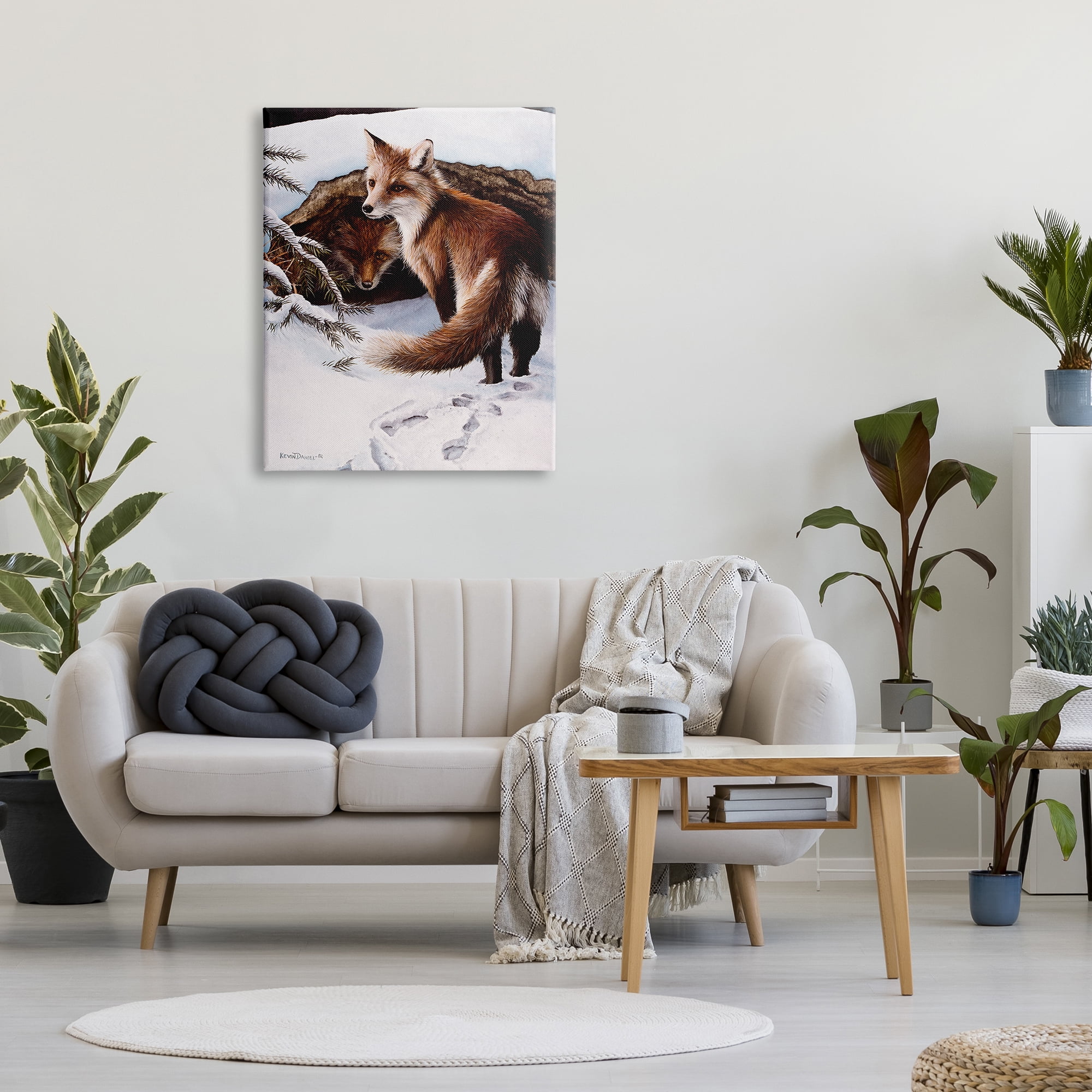 Stupell Industries Winter Foxes Wildlife Scene Animals & Insects Painting Gallery Wrapped Canvas Print Wall Art, 30 x 40