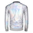 thumbnail image 4 of Men's Metallic Jacket 70s Disco Party Jacket Baseball Bomber (Multicolour M), 4 of 4