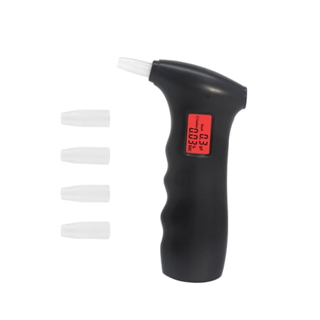 Kinaerty Professional Accuracy Breathalyzer LCD Digital Display Alcohol Tester Portable Digital Breathalyzer with 5 Mouthpieces