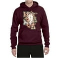 thumbnail image 2 of Wild Bobby Western Ma Steer Pink And Grey Distressed Pop Culture Unisex Hoodie Sweatshirt, Maroon, XX-Large, 2 of 6
