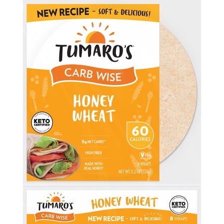 Tumaro's Honey Wheat Carb Wise Wraps, 11.2 oz, 8 Wraps