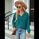 thumbnail image 5 of Sudadera con Capucha para Mujer, de Punto, de Larga, con Cordón Ajustable, Botones, Cuello en V, Informal, Tipo Jersey, con Capucha Azul Pavo Real S, 5 of 9
