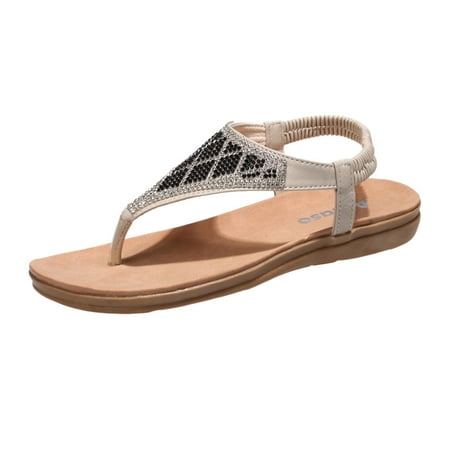 

zuwimk Womens Sandals Women s Summer Sandals Casual Bohemia Gladiator Wedge Shoes Comfortable Ankle Strap Outdoor Platform Sandals Beige