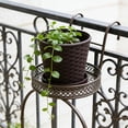 thumbnail image 6 of Plastic Woven Bamboo Look Flower Pot with Drainage Tray, Small Round Planter for Indoor Outdoor Succulents and Green Plants, 6 of 6