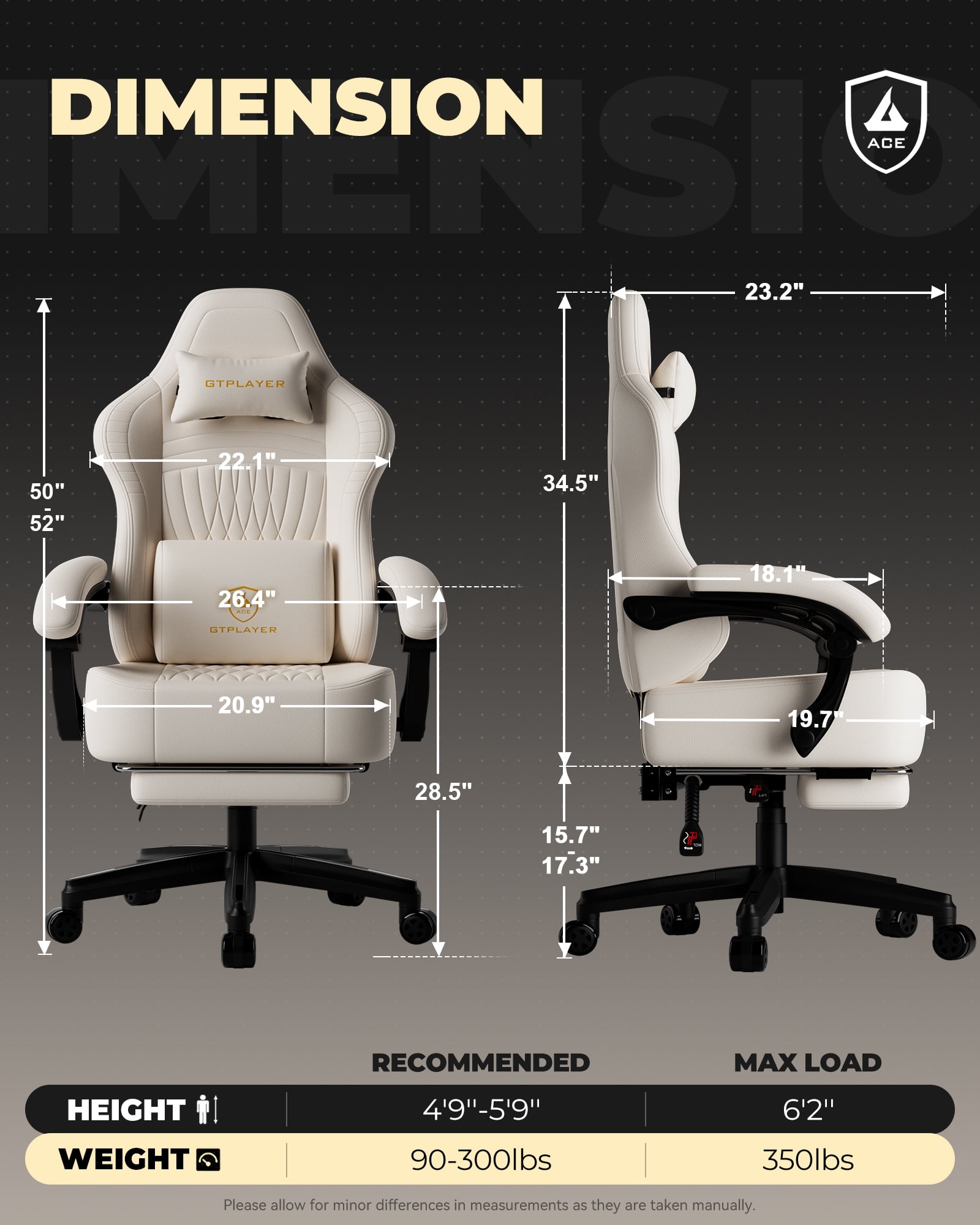 GTPLAYER Gaming Chair with Footrest, Bluetooth Speakers