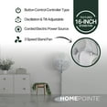 thumbnail image 2 of HomePointe Westpointe 16 Inch Stand Fan with 3 Speed Settings, White, 2 of 10
