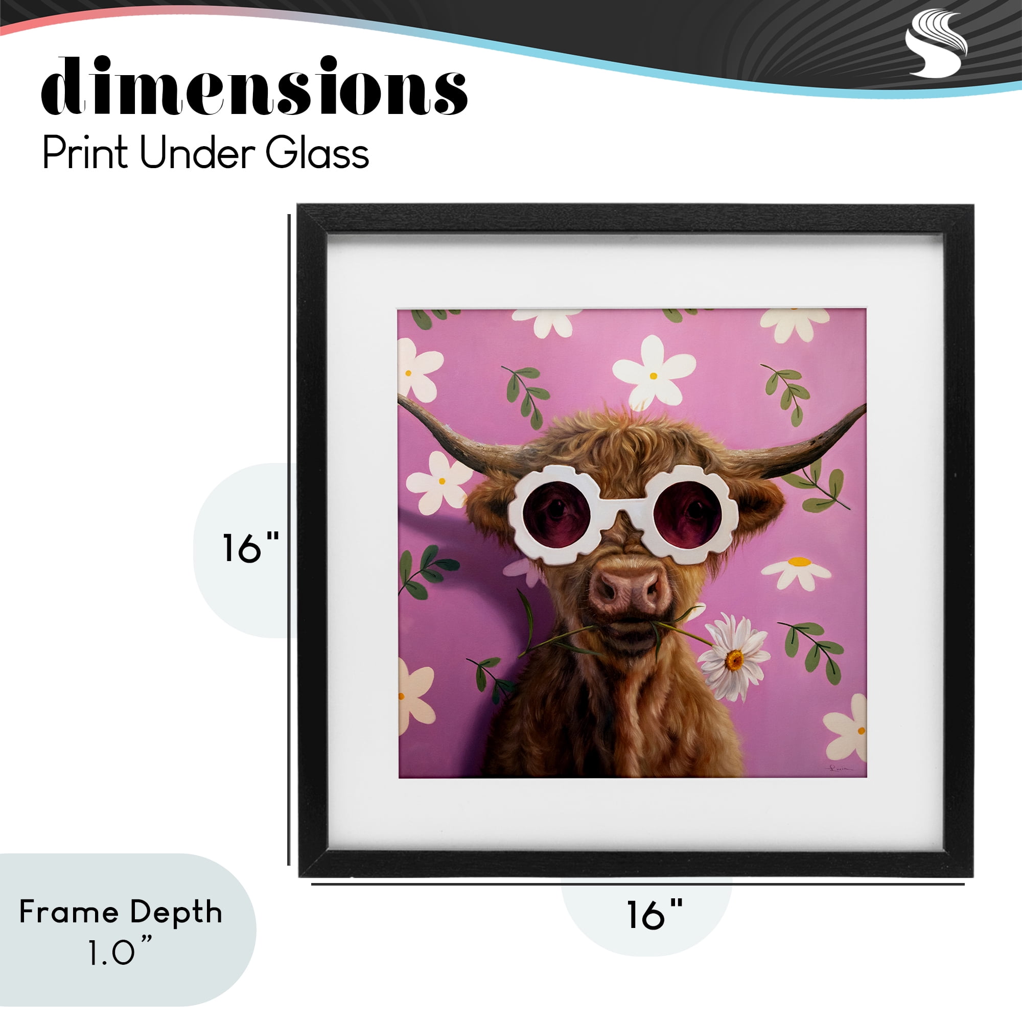 Stupell Industries Fresh As A Daisy Cattle Black Framed Print Under Glass, design by Lucia Heffernan