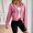 Pink, variant on BXJX Womens Cropped Hoodies, Casual Zip up Spring Fall Long Sleeve Ladies Jackets Navy Size S-2XL