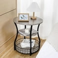 thumbnail image 5 of Small Side Table Round End Table with Storage Shelves Basket, 3-Tier Accent Corner Sofa Beside Coffee Drink Table for Small Spaces,Nightstand for Living Room, Bedroom, Greige, 5 of 13