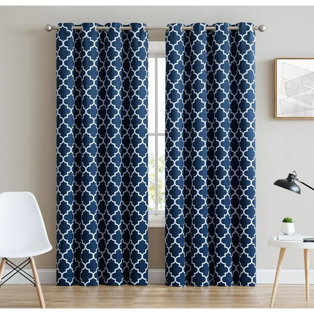 Hlc.Me Lattice Print Decorative Blackout Thermal Privacy Room Darkening ...