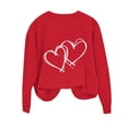 thumbnail image 6 of Feancey Women's Crewneck Pullover Sweatshirts Cute Love Heart Print Graphic Sweatshirt Comfy Fleece Lined Long Sleeve Shirt Fashion Spring Tops Red XS, 6 of 6