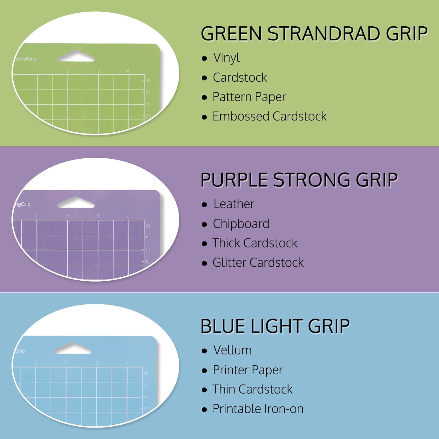 8 Pack Cutting Mat for Cricut, 12" x 12" & 12" x 24" (StandardGrip, StrongGrip, LightGrip), Adhesive Cutting Mats Accessories for Cricut Machine
