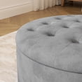 thumbnail image 3 of Round Storage Ottoman Modern Tufted Ottomans Circular Coffee Table with Removable Top Upholstered Large Ottoman with Storage Footrest Stool for Bedroom and Living Room, 3 of 18