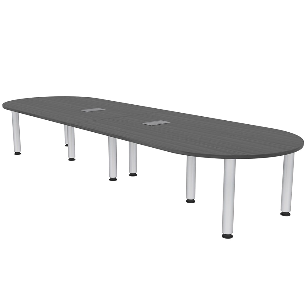 12' Racetrack Conference Table with Power And Data Units And Post Legs ...