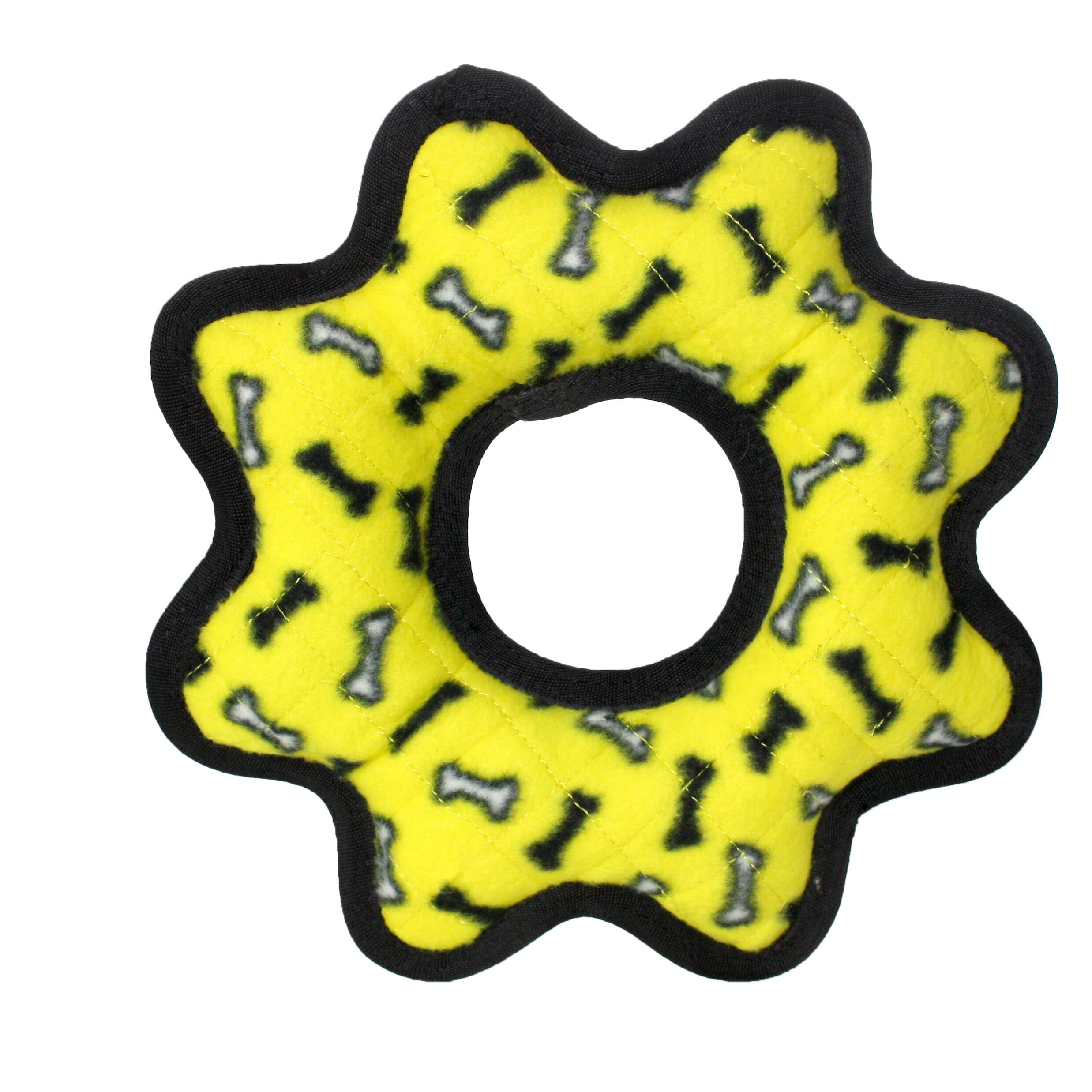 TUFFY® Ultimate Gear Ring Yellow Bone, 2-Pack, Durable Plush Squeaky Dog Toys
