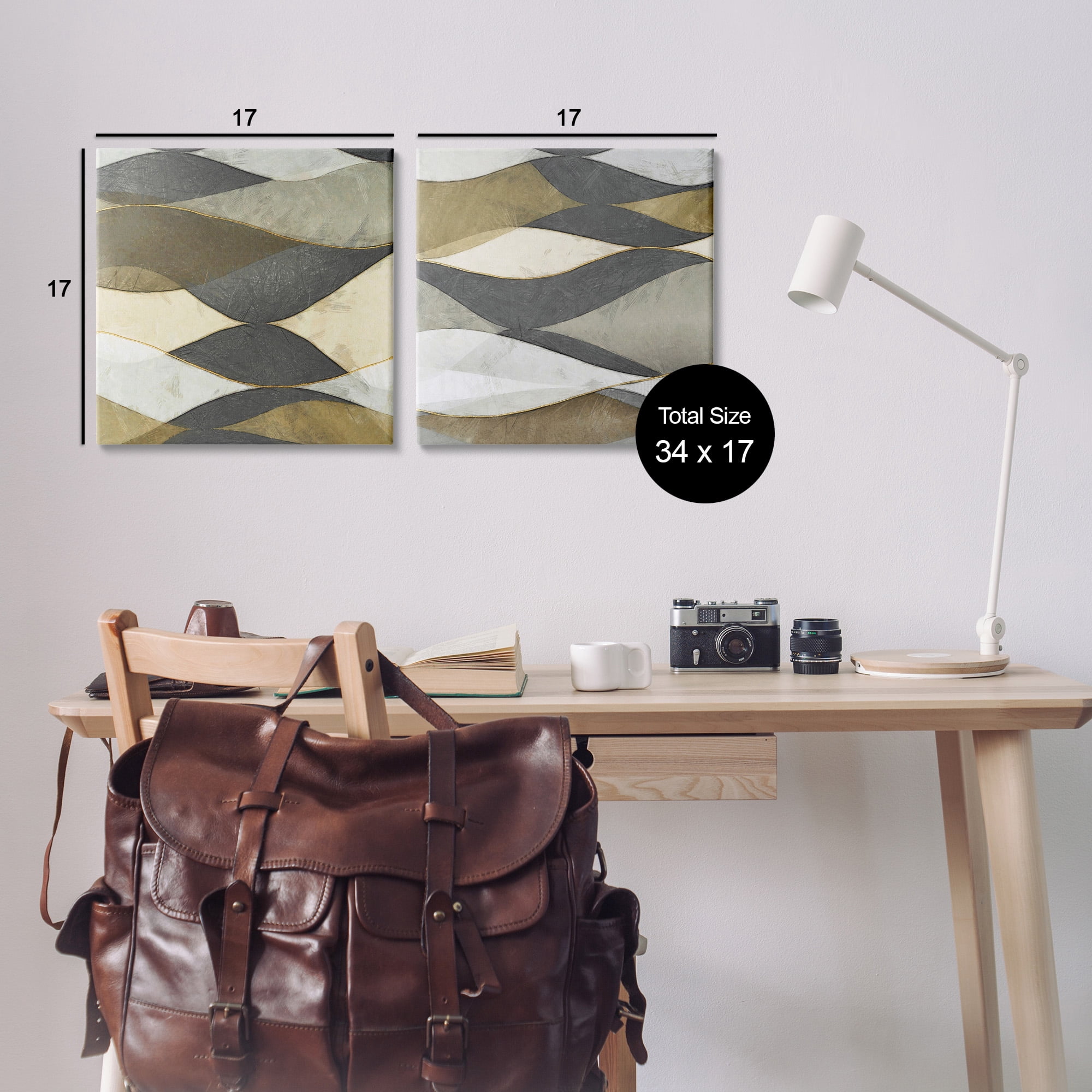 Stupell Industries Contemporary Layered Waves Abstract Painting Gallery Wrapped Canvas Art Print Wall Art, 17 x 17, Set of 2