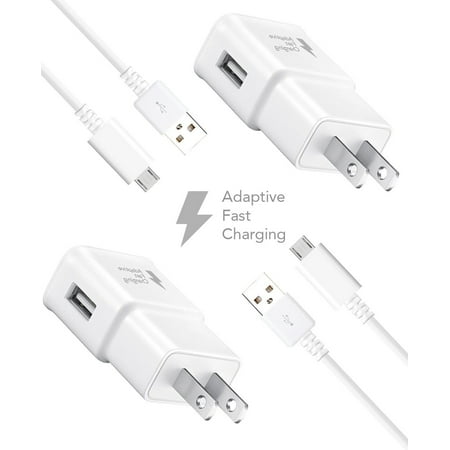 Samsung Galaxy Y Duos S6102 Charger MicroUSB 2.0 Cable Kit by Ixir(2 Wall Chargers + 2 Cables)True Digital Adaptive Fast Charging for up to 50% faster charging