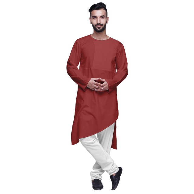 Atasi Designer Solid Long Sleeve Cut KurtaForMen Cotton Round Neck Shirt