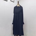thumbnail image 3 of BRGZLK Kids Girl's Muslim One Piece Prayer Hijab Dress Middle Eastern Muslim Ramadan Solid Color Patchwork Dress Bat Sleeve with Hood African Turkey Caftan Dark Blue 10-11 Years, 3 of 4
