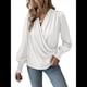 thumbnail image 3 of Camisa Elegante de Color Liso con Escote en V y Mangas Farol para Mujer L, 3 of 8