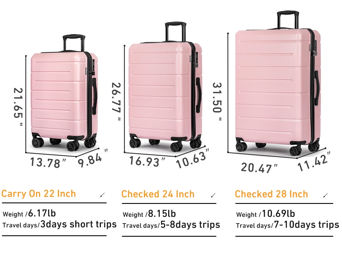 3 Piece Hardside Carry On Luggage Sets TSA Lock Spinner Wheels 22"26"30" Suitcase with Cup Holder