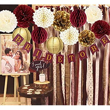 Details about   Qian&39s Party Bridal Shower Decorations Burgundy Gold/Fall Wedding Polka Dot To 