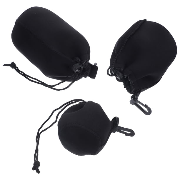 Estuche de neopreno con cordón para lentes de cámara, 3 unidades, para exteriores