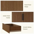 thumbnail image 3 of TOPCOMFY Modern Pantry Cabinet with 3 Drawers 2 Doors, Kitchen Storage Cupboard for Organization with Adjustable Shelves & Fluted Panel Design- Walnut, 3 of 7