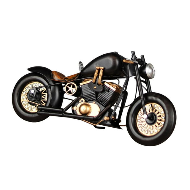 Estatua de motocicleta, figura de hierro, regalo de cumpleaños, obra de arte, adorno, escultura para estantería de interior, escritorio, pasillo, sala