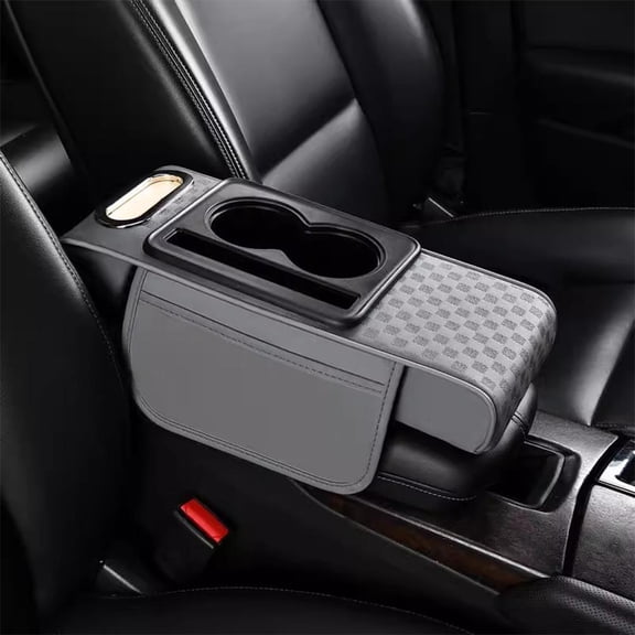 Universal Auto Center Console Armrest Pillow with Cup Holder and Storage - Multifunctional Height Increasing Pad