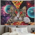 thumbnail image 2 of Orinice Cat Pizza Surrealism Tapestry Wall Hanging Unique Style for Home Decor, Art for Living Room Bedroom Dorm, 4 Sizes Available 40x60inch, 2 of 6