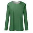 thumbnail image 4 of WREESH Womens Fashion T-Shirts Solid Color Comfortable Round-Neck Long Sleeve Casual T-Shirt Blouse Pullover Green, 4 of 5