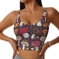 thumbnail image 2 of Haiem Forest Wild Mushroom Pattern Womens Sports Bra - U Neck Padded Low Impact Yoga Bra Workout Crop Top Gym Moisture-Wicking Workout Vest -Small, 2 of 9