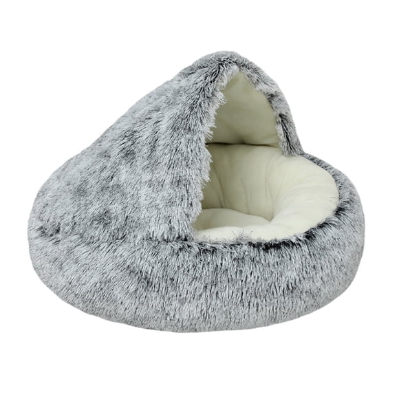 Lit pour Animaux Facile à Nettoyer, Lit pour Animaux de Compagnie Cocon Confortable avec Fond Antidérapant pour Petits Animaux, Matériau en Peluche Douce pour Chats Chiens d'Intérieur (Gris Dégradé)