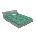 thumbnail image 3 of Ambesonne Leaves Fitted Sheet & Pillow Sham Set, Hawaiian Tropical Foliage, Twinxl, Green Night Blue, 3 of 3