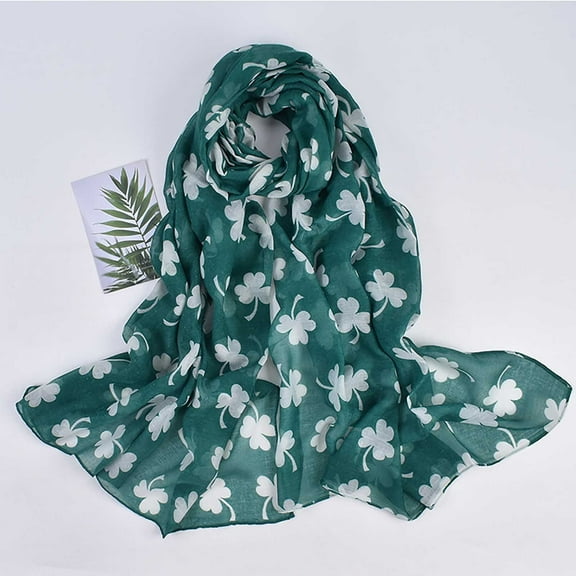 Printed Silk Scarves Four Print Scarf For Women St Day Womens Shawl Scarf Lightweight Scarves Soft Wrap For Fall Winter,Green ST Patricks Day Polyester Scarf