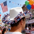 thumbnail image 5 of Independence Day Cowboy Hat - White Woollen Festival Hat (40x30x14cm) with Patriotic Red White Blue Stripes for July 4th Parades & Party Photography Prop, 5 of 6