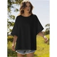 thumbnail image 6 of Oversized T Shirts for Women Short Sleeve Loose Fit Crewneck Summer Tops Casual Basic Rolled Sleeves Tee Shirt, 6 of 6