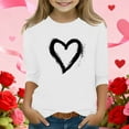 thumbnail image 2 of Riecok 3/4 Sleeve Blouses for Girls Valentine's Day Crewneck Shirts Tops Heart Print Versatile Summer Clothes, 2 of 5