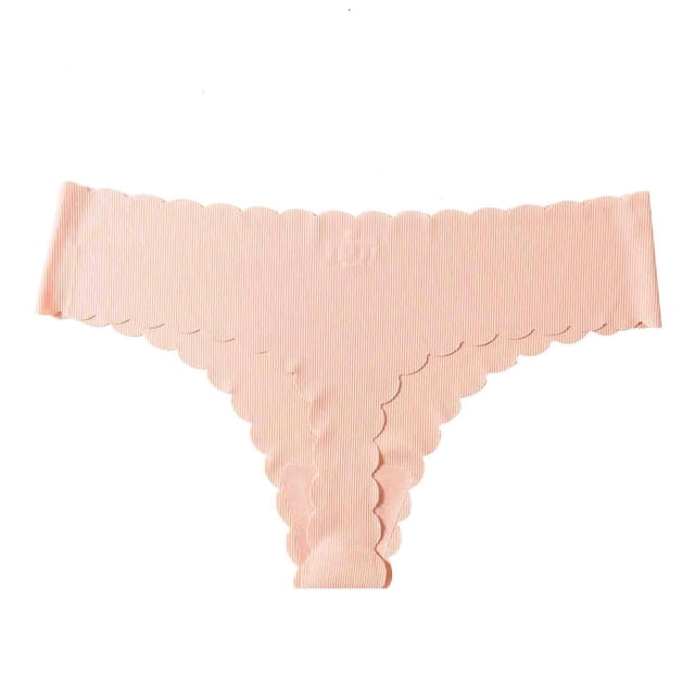 Besolor Women's Seamless Thongs Underwear Low Rise Ribbed Stretch Wavy Edge No Show Panties Soft Breathable Briefs