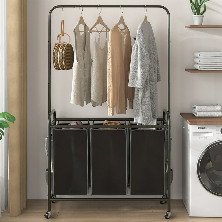 Untyo 3 Section Laundry Sorter with Wheels Laundry Hamper Cart