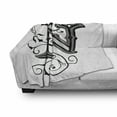 thumbnail image 3 of Letter N Soft Flannel Fleece Blanket, Middle Ages Inspired Capital N Abstract Elements Black Dark Colored Palette, Cozy Plush for Indoor and Outdoor Use, 60" x 80", Black Grey White, by Ambesonne, 3 of 6