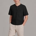 thumbnail image 2 of MKOSPLRT Boys Henley Shirts 5-15Y Kids Basic Solid Tops Short Sleeve Button Up T Shirts Lightweight Summer Tees with Pocket, 2 of 10