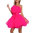 thumbnail image 1 of 2023-vestido de tul para mujer, Vestido corto sin mangas, vestido de fiesta continuo de princesa de malla sólida, 1 of 3