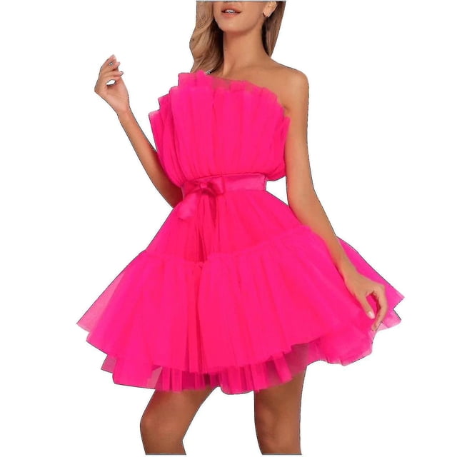 2023-vestido de tul para mujer, Vestido corto sin mangas, vestido de fiesta continuo de princesa de malla sólida