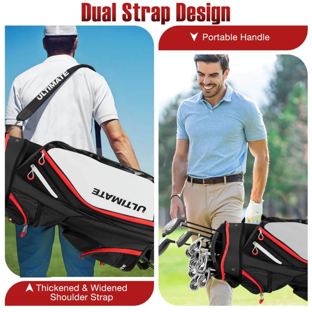 Spaco 9.5 Inch Golf Cart Bag with 14 Way Full-Length Dividers Top Organizer, Golf Cart Bag for Outdoor, Golf Bags for Men & Women, Black