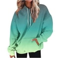 thumbnail image 7 of Dazajoo Women's V Neck Hoodies Long Sleeve Sweatshirt Drawstring Pullover Trendy Gradient Color Hooded Tops with Pocket 2024 Fall Oversized Sweatshirts for Women,Green,XXL, 7 of 7