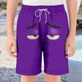 thumbnail image 2 of Gelikeya Boys Swim Trunks Board Shorts Funny 3D Cartoon Face Print Swimming Trunks Quick Drying Beach Shorts Casual Summer Outfits 2026 #01 Purple, 9-10 Years, 2 of 4