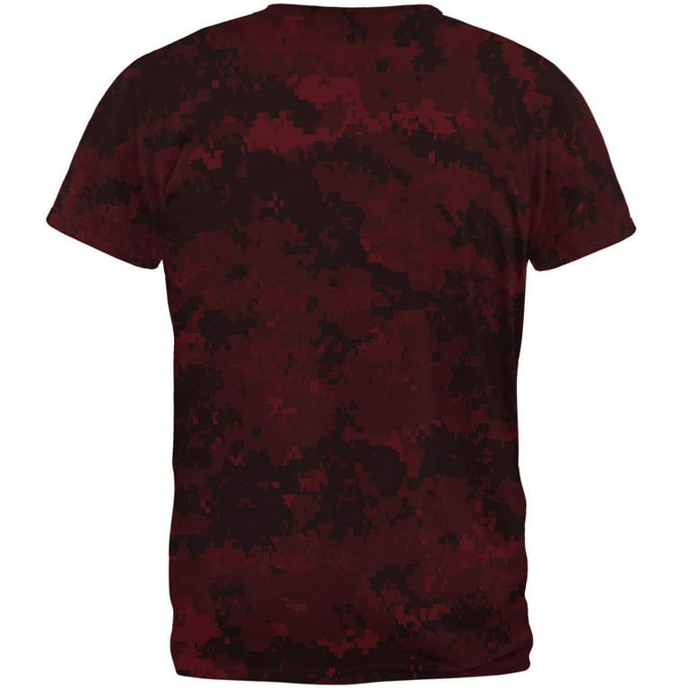 Urban Digital Camo All Over Maroon Adult T-Shirt Small